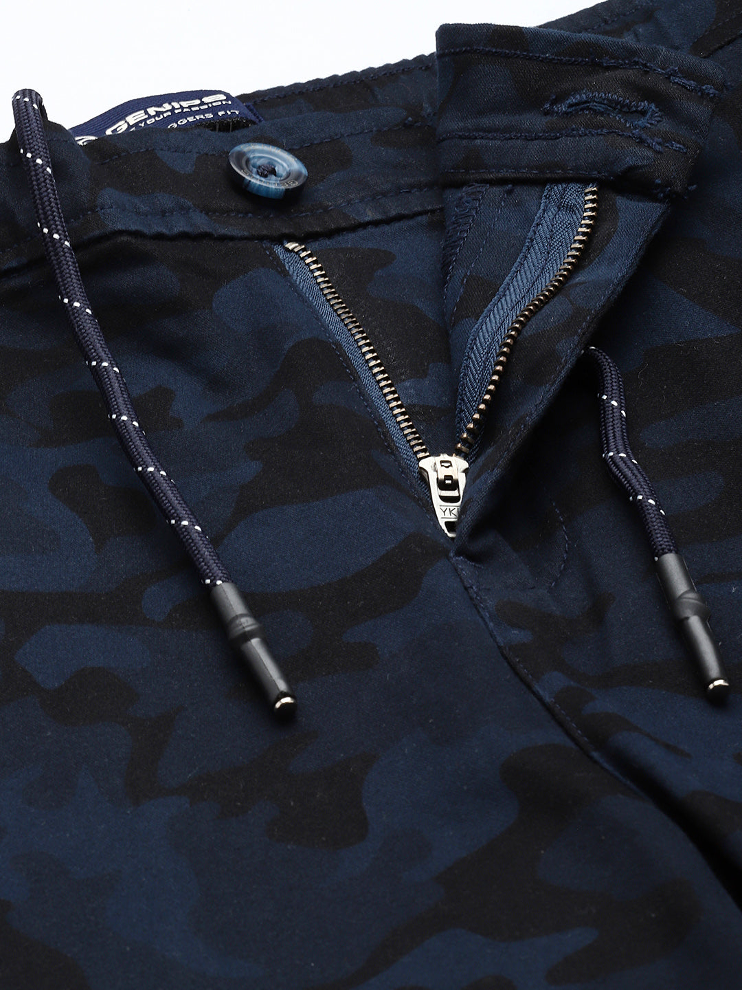 Men's Navy Blue Cotton Bahamas Joggers Fit Camouflage Printed 4 Pocket Jogger Trouser