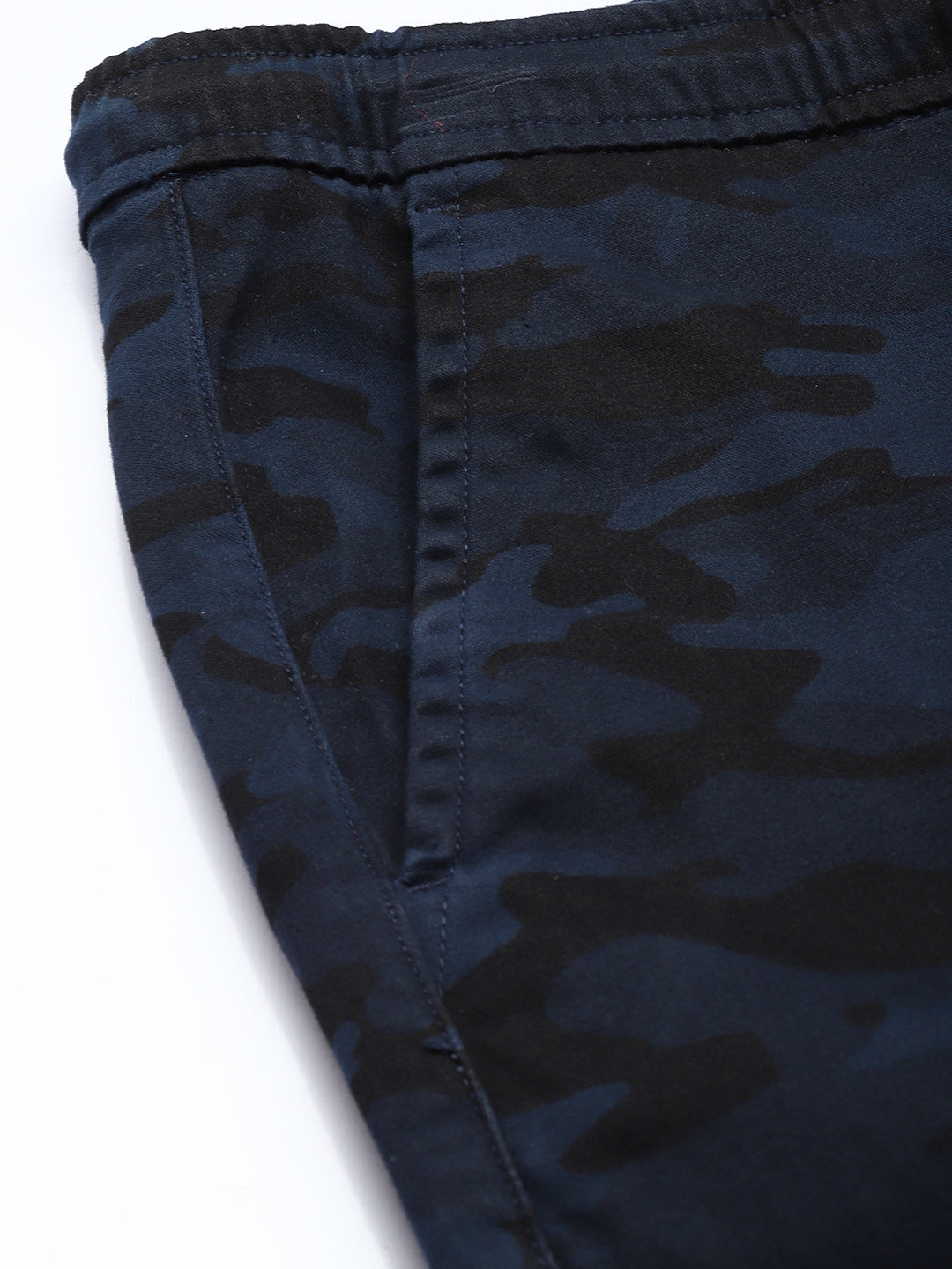 Men's Navy Blue Cotton Bahamas Joggers Fit Camouflage Printed 4 Pocket Jogger Trouser