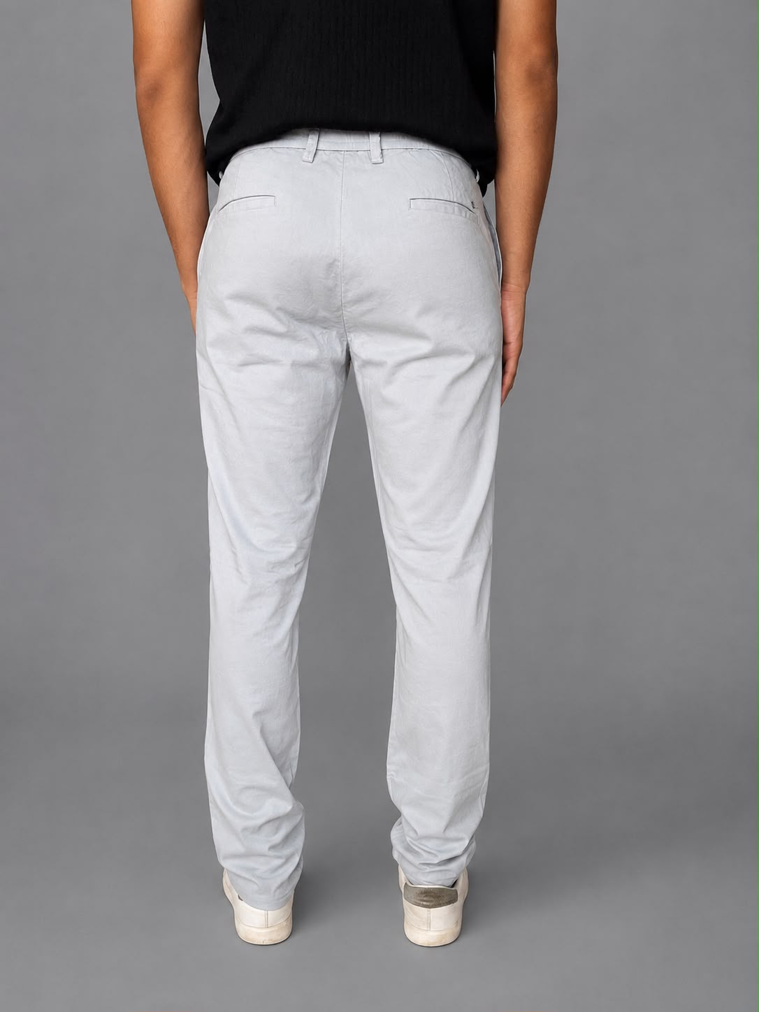 GENIPS Men's Elasticated Relaxed Fit Cotton Trousers - Mid-Rise 4 Pocket Travel Pants