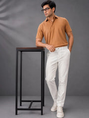 GENIPS Men's Relaxed Fit Cotton Trousers - Mid-Rise 4 Pocket Casual Pants