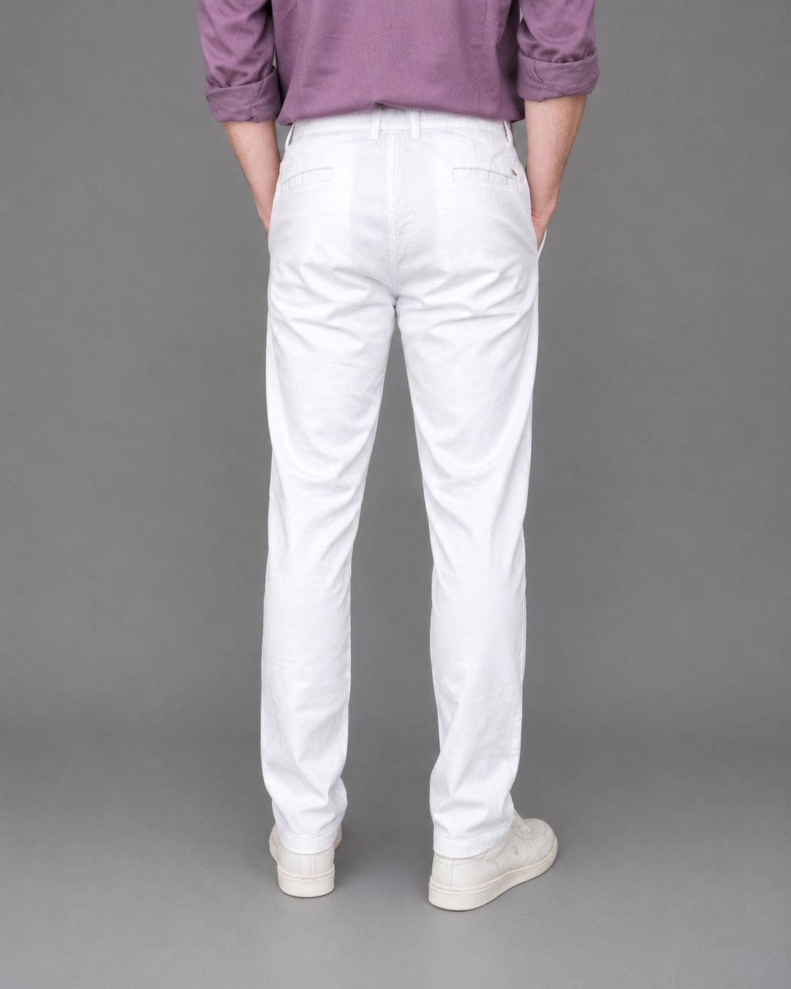 GENIPS Men's Elasticated Relaxed Fit Cotton Trousers - Mid-Rise 4 Pocket Travel Pants
