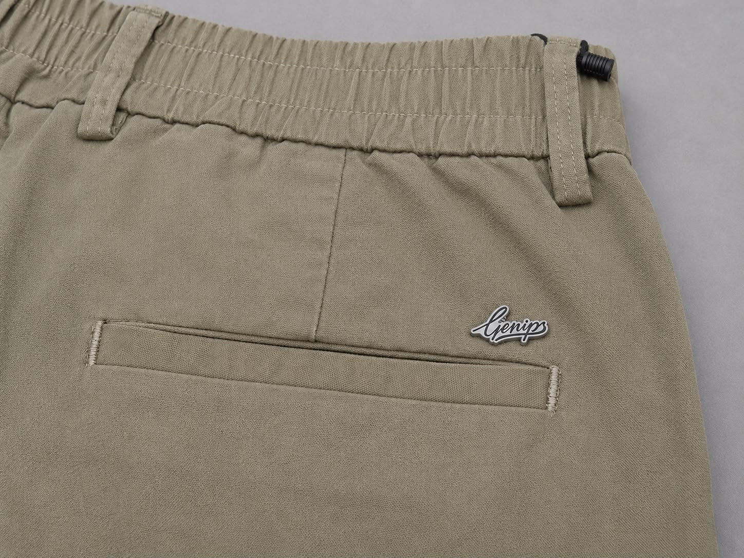 GENIPS Men's Elasticated Relaxed Fit Cotton Trousers - Mid-Rise 4 Pocket Travel Pants