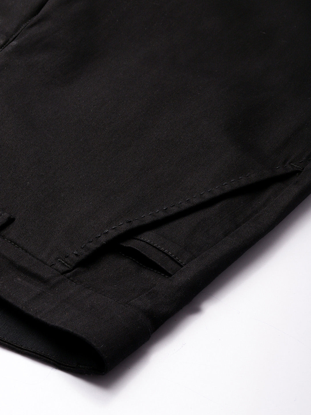 Men Black Cotton Stretchable Caribbean Fit Mid-Rise Solid Casual Trousers