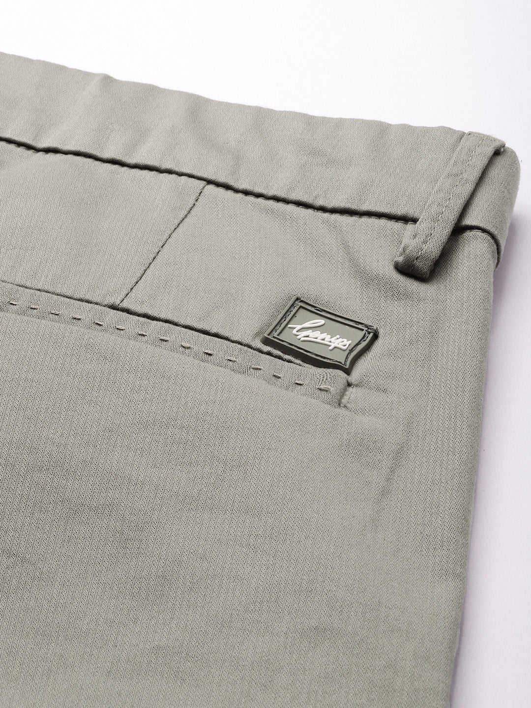 Men Grey Cotton Stretchable Caribbean Fit Mid-Rise Solid Casual Trousers