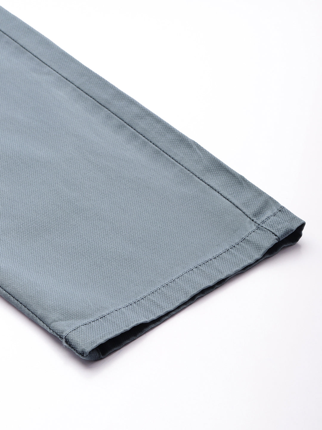 Blue Slim Fit Cotton Casual Trousers with 5 Pockets