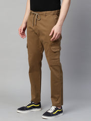 Brown Cotton Stretch Fit Functional & Stylish Cargo Pant