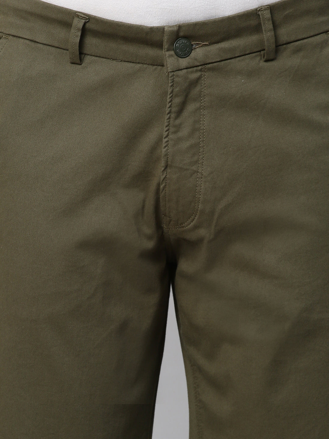Genips Men's Green Cotton Lycra Slim Fit Shorts