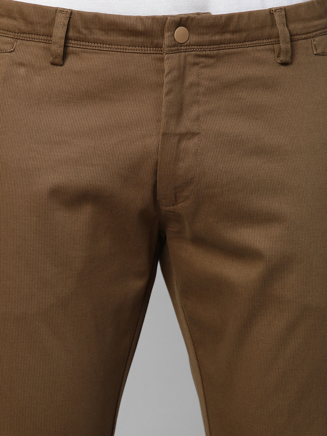 Genips Men's Brown Cotton Stretch Caribbean Slim Fit Print Trousers