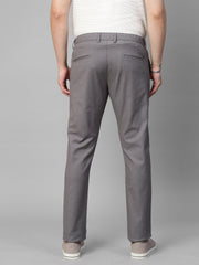 Genips Men's Grey Cotton Stretch Caribbean Slim Fit Self Design Trousers