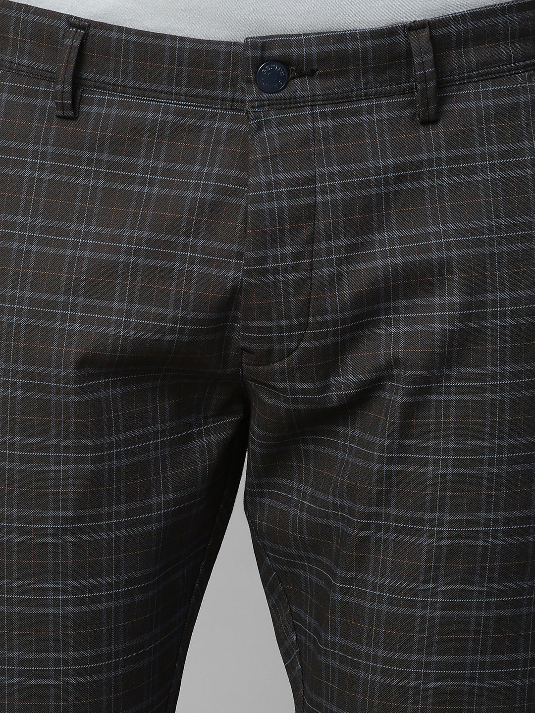 Genips Men's Black Cotton Stretch Caribbean Slim Fit Self Design Trousers