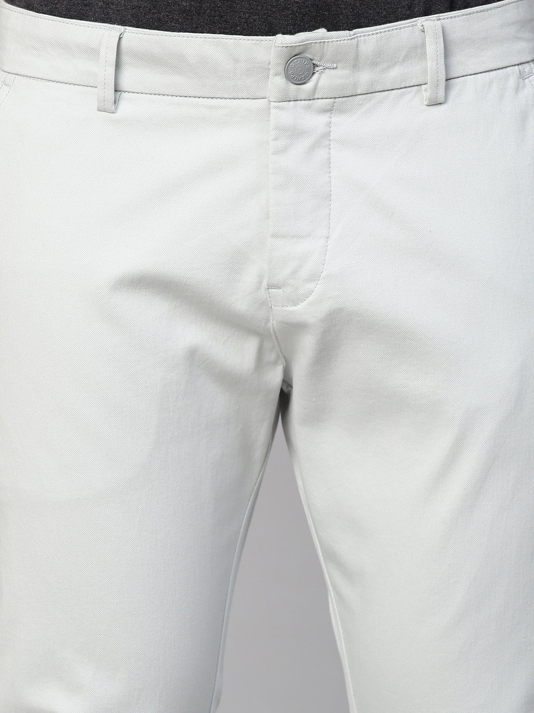 Genips Men's Light Sky  Cotton Stretch Caribbean Slim Fit Solid Trousers