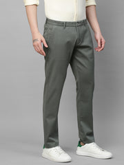 Genips Men's Green Cotton Stretch Caribbean Slim Fit Self Design Trousers