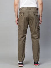 Genips Men's Self-Design Musk Olive Cotton Stretchable Bahamas Fit Cargo