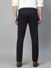 Genips Men's Cotton Indigo Blue Stretch Caribbean Slim Fit Print Trousers