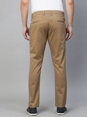 Genips Men's Khakhi Cotton Stretch Caribbean Slim Fit Print Trousers